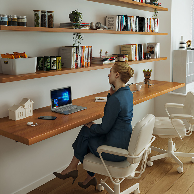 Nordic Solid Wood Desk with Bo - Bookshelf ulasan dan harga