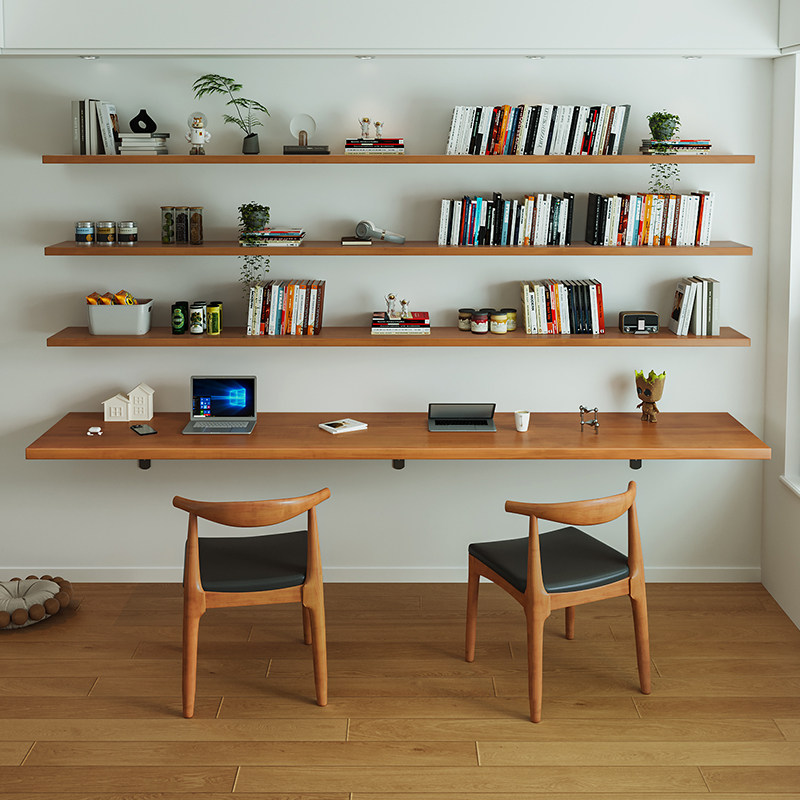 Nordic Solid Wood Desk with Bo - Bookshelf ulasan dan harga
