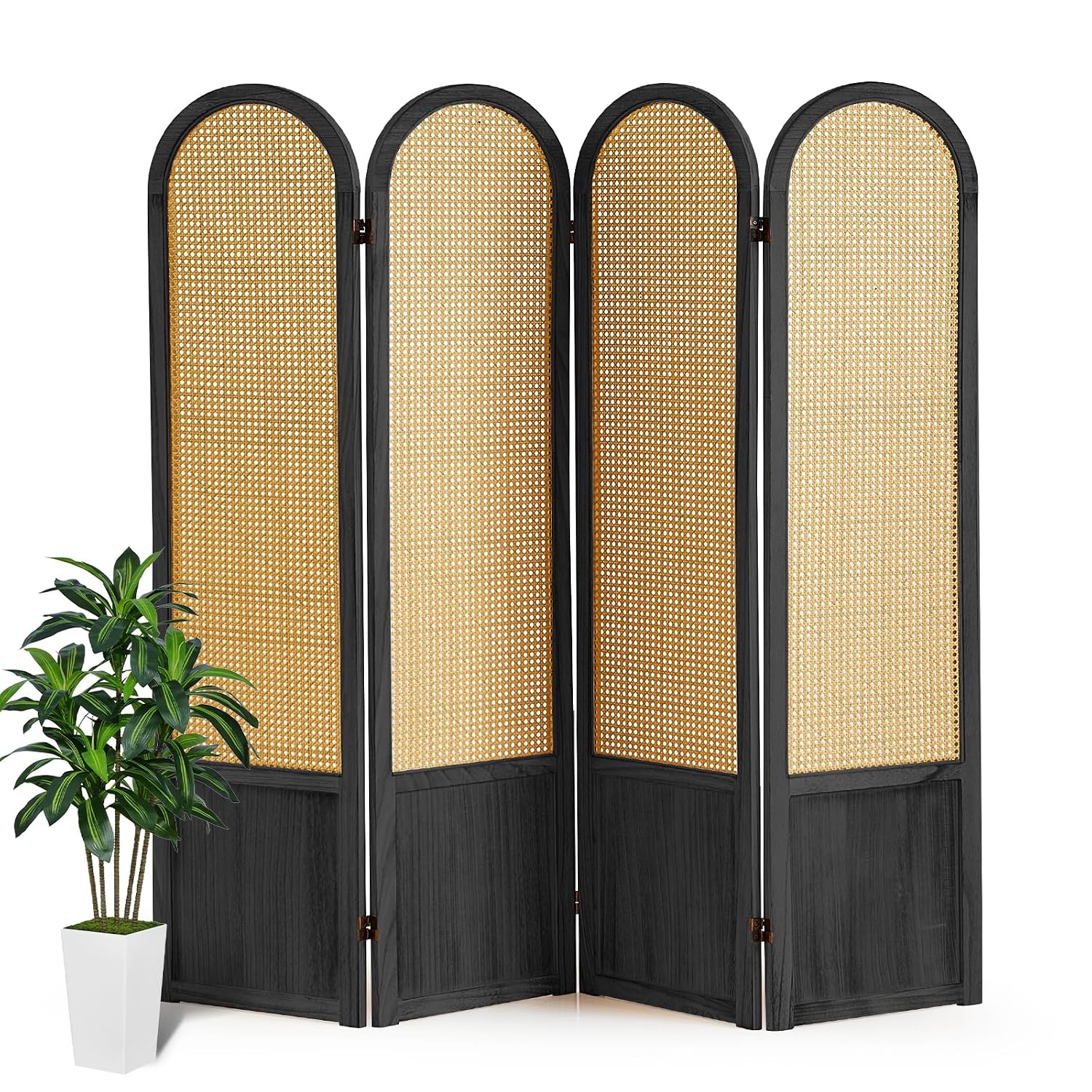 Rattan 4-Panel Folding Room Di - Partition Screen Divider ulasan dan harga